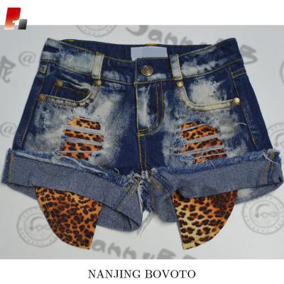 China 2016 Anti-pilling designJeans lovely short girls roll up and fray edge distressed jeans shorts for sale