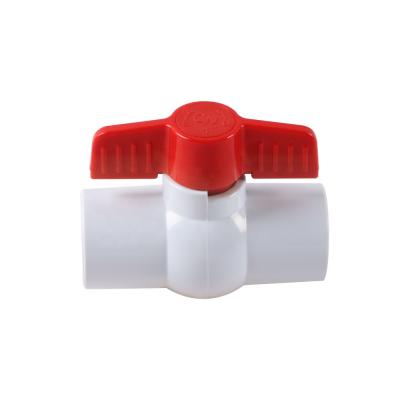 China General India Type High Quality Cheap White PVC Ball Valve With Plug With Red Butterfly Handle for sale