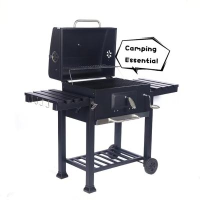 China Industrial Metal Charcoal Barbeque Trolley Grill with Tabletop in Chrome Plated Finish for sale