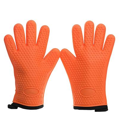 China Customized Waffle Style Silicone Smoker BBQ Gloves Extreme Heat Resistant Waterproof Mitts for sale