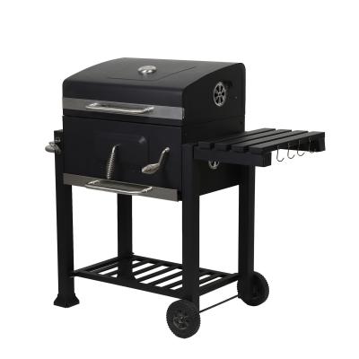 China Afklapbare zwarte grote houtskool grill luxe barbecue roker voor picknick camping patio achtertuin koken Te koop