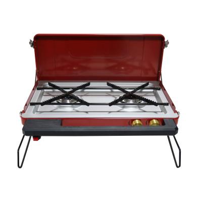 Chine Cuisinière extérieure pour camping Petit poêle à gaz 2 brûleur Durable et jetable 22000 BTU à vendre