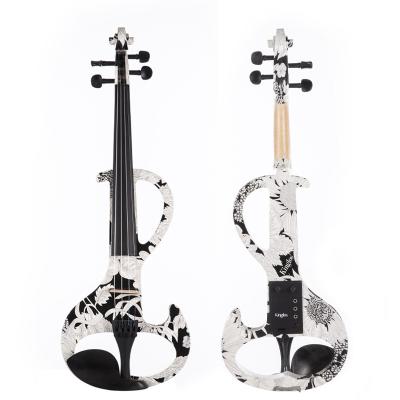 China Handmade natural flamed solid basswood in dominant price best price electronic violin high quality strings set for sale