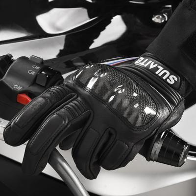 China SULAITE Flexible Motocross Winter Gloves Touch Screen Gloves Guantes De Cuero Leather Windproof Bike Racing Gloves for sale