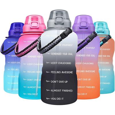 China Durable Sport PETG Wide Mouth With Straw Water Bottle With Time Marker 2.2L Water Bottle Gym Accessories for sale