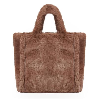 China Others Fashion Large Tote Bag Luxury Faux Fur Women's DesignerFaux Fur Handbags Women HandbFluffy Soft Plush Shopper Bag Winter Warm 2021 for sale