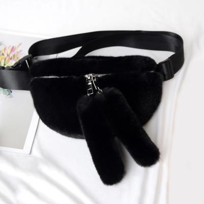 China Wholesale Multicolor Fashion Zipper Plush Ornaments Soft Fur Fanny Pack Waist Bags for sale