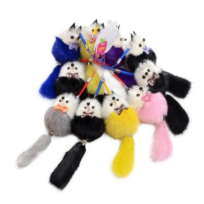 China 0-60 Wholesale Plush Fox 7-8cm Small Animal Fur Ball Keychains Gift Maker For Bags for sale