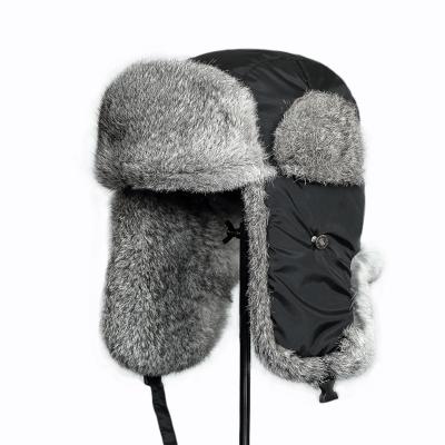 China COMMON Custom Design High Quality Fleece Winter Warm Real Fur Pompom Hats For Men for sale