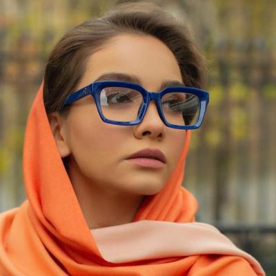 China 20 Years Experience Retro Laser Vintage Fashion Wholesale Custom Hot Selling Rivets Square Frame Glasses Women Computer Glasses for sale