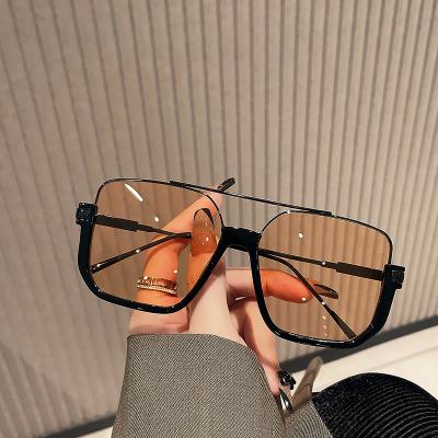 China Retro Square Metal Half Frame Irregular Sun Glasses Women Women Sunglasses Men Double Bridge Vintage Rimless 2023 gafas for sale