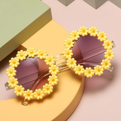 China 2023 Sunflower Flower Sunflower Floral Toddler Fashion Sunglasses Shade Multi Logo Matte Colors Custom Funny Kid Baby Headwear Sunglasses for sale