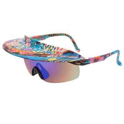 China PC 2023 New Big Frame Glass Mount Women Shape Customized Sun Visor Sports Cycling Sunglasses Hat Colorful Sun Glasses for sale