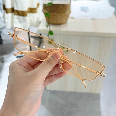 China Fashion Sunglasses 2023 newest designer Fashion Women UV400 custom metal unisex sunglasses new narrow square metal frame retro small small for sale