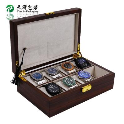 China Watch Packaging Box Custom Luxury Design Wooden Display Watch Packaging Gift Box 8 Slots Empty Wood Watch Storage Box for sale