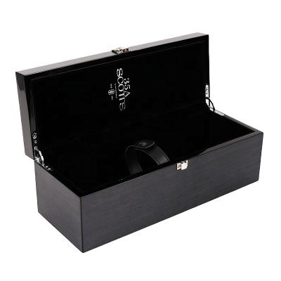 China Handmade Luxury Wood With Gloss Finish Wine Packaging Box Empty Gift Wine Package With Custom Logo for sale