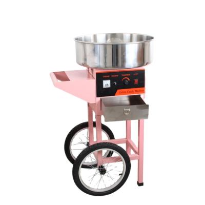 China Vegetable processing plant good selling cotton candy floss machine with mobile food truck stainless steel cotton candy floss machine with cart for sale