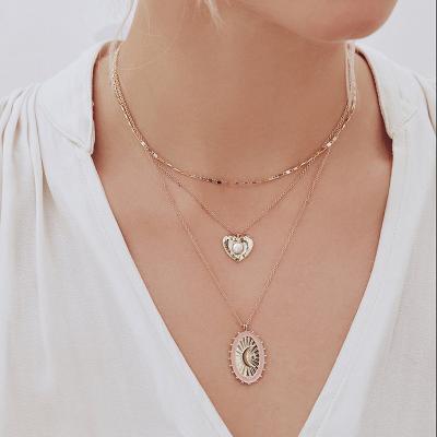 China Hot Selling Lead Free Celestial Crescent Necklace Gold Plated Nickel Free Oval Pendant Enamel Sun Moon and Stars Necklace for Women for sale