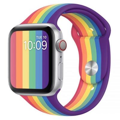 China Weave Rainbow Effect Silicone Breathable Nylon Band For Iwatch Series 6/5/4 Sports Watch Strap 38/40mm 42/44mm for sale