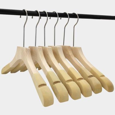 China Behind Doors/On Walls Good Quality Premium Durable Flocking Wood Suit Coat Clothes Velvet Hangers for sale