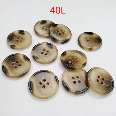 China Washable Popular 40L 4 Holes Imitated Horn Resin Button for sale