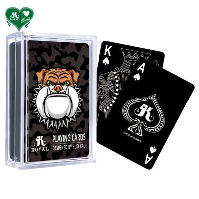 China Plastic Black Playing Cards With Expanded Gloss Varnish for sale