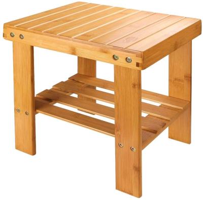 China Bamboo Shower Seat Chinese Shower Bench Shaving Stool, Spa Bath Bench With Storage Shelf for sale