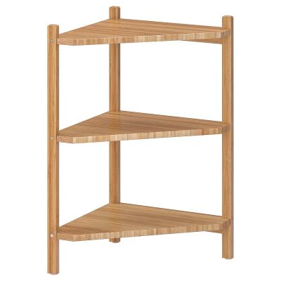 China Shelf Storage Sustainable Bamboo Rack Corner Bathroom Simple Style Easy To Assemble With THREE Tiers for sale