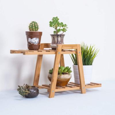 China Two Layers Eco - Friendly Bamboo Flower Pot / Vase Rack /Rack Designs for sale