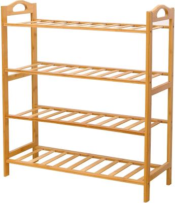 China Detachable bamboo storage 4 layers shoe cabinet for independent slat wardrobe entrance shoe rack shoe primary color for sale