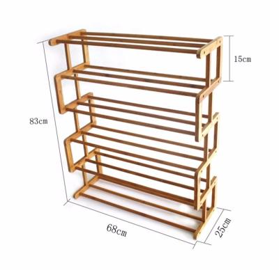 China (Size) 6 Tier Adjustable Natural Bamboo Shoe Shelf Storage Organizer Rack With Stand Wood Cabinet Boot Space Solid Wood Shoe Rack for sale