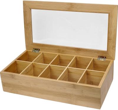 China Sustainable Bamboo Tea Storage Box Wooden Tea Chest Organizer - Natural Storage Boxes & Modern Bins Rectangle Deck Shrink Wrap for sale