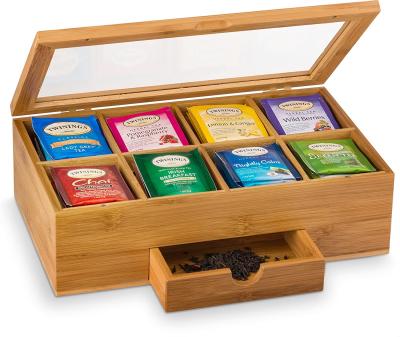 China High quality bamboo storage stored tea box - with sliding drawers to protect the freshness of the tea for sale