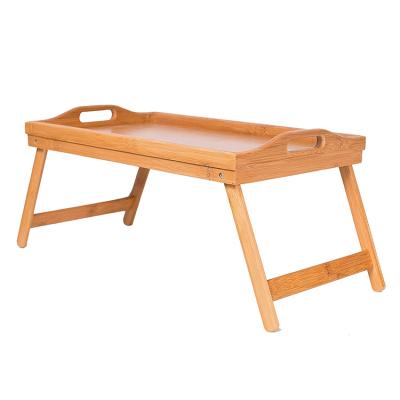 China Modern Customized Logo Folding Bamboo Wooden Bed Computer Table Tray Breakfast Serving Table Lap Tray for sale