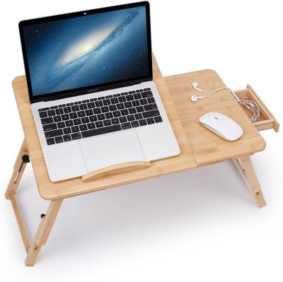 China (height) adjustable bamboo laptop desk with a small drawer for living room height and adjustable table for sale