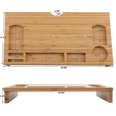 China Modern Bamboo Laptop Desk Organizer Computer Stand Desktop Display Rack for Office for sale