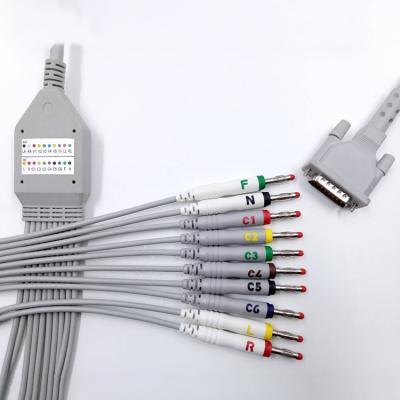 China TPU wholesales hot sale compatible kenz ecg 15 pin ekg cable 10 lead ekg cable for Schiller: AT3, AT5, AT6, CS6, AT10, AT60 for sale