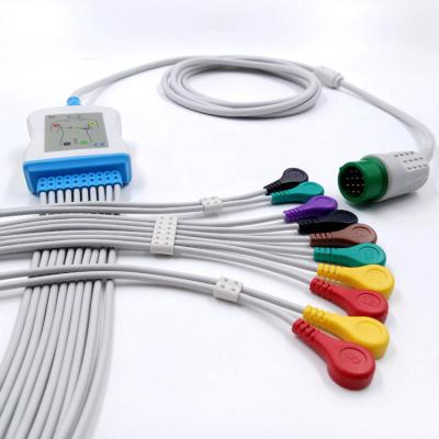 China Compatible one piece 10 leads IEC mortara ecg snap detal cable TPU for sale