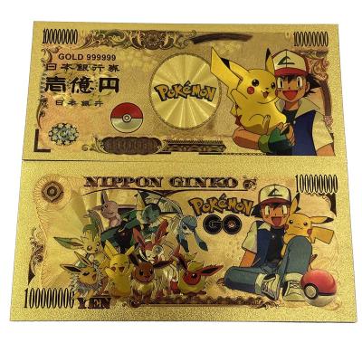 China Japan Anime Best Pocket Fantasy Banknote Gold Pockmon Monster Banknote Japanese Commemorative Collectible Card Banknote For Kids for sale