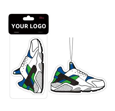 China Long Lasting Scent Original Sneaker Shaped Long Lasting Ice Home Scent Customized Logo Cheap Shape Leaf Car Hanging Custom Paper Car Air Freshener for sale