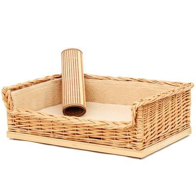 China Breathable Handcrafted Rattan Pet Bed Wicker Basket Pet House Cats Small Dogs Room for sale