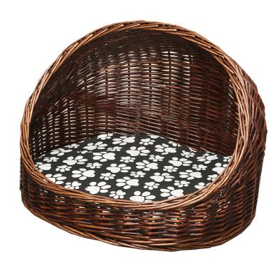 China Breathable Dog/Cat Pet beds Cat Bed Pet Basket Rattan Weaving Comfortable Sleeping Bed for sale