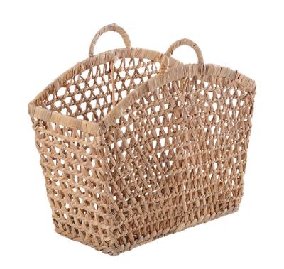 China Sustainable Rattan Magazine Hand - Straw Woven Storage Portable Basket Miscellaneous Books And Newspapers Storage Basket for sale