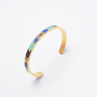 China FASHIONABLE High Quality Stainless Steel Bangle 18k Gold Plated Advantage Mix Colors Flower Carving Bracelets Jewelry For Women Unisex for sale