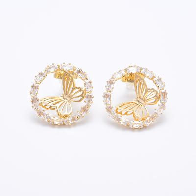 China High quality high quality promotional warm welcome ratio examining Dubai gold plated jewelry stud earrings for sale