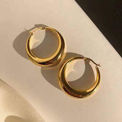 China Good Quality Geometric Shape Stainless Steel Women's Earrings Gold Plated Euro Size Round Shape Earrings Circle Jewelry Fashion Style Large for sale