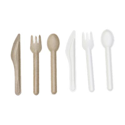 China New Arrival Disposable Bagasse Cutlery Set Sugarcane Knife Fork Spoon Cutlery Package Disposable for sale