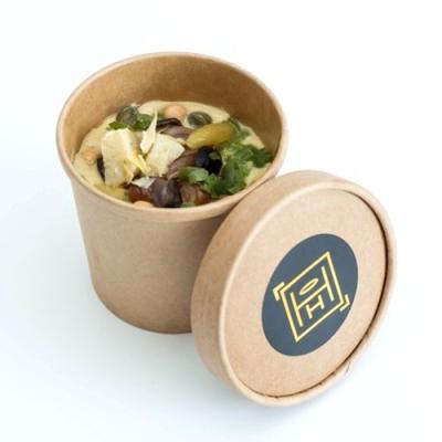 China Disposable Kraft Paper Bowl Disposable Salad Bowl With Lid 12oz Paper Soup Bowl for sale