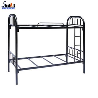 China 2021 Factory Price Metal Bunk Bed Foldable Kids Use Black School Bed Two Layers for sale