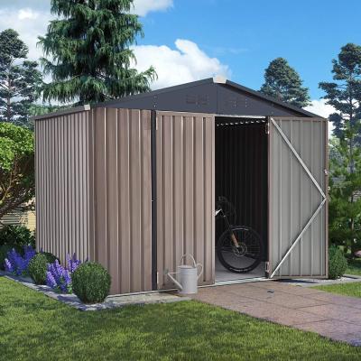 China Easily Assembled Outdoor Garden Storage Shed Tool Double Tilt Waterproof Metal Pet and Bike Storage Shed for sale